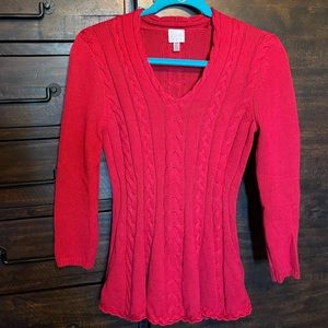 Cupio red cable knit sweater tunic